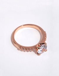 Rose Gold Plated Round Cubic Zirconia Ring - link has visual effect only