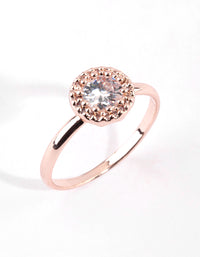 Rose Gold Cubic Zirconia Perfect Halo Ring - link has visual effect only