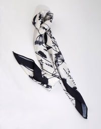 White Floral Border Scarf - link has visual effect only