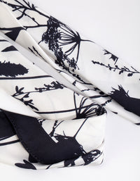 White Floral Border Scarf - link has visual effect only