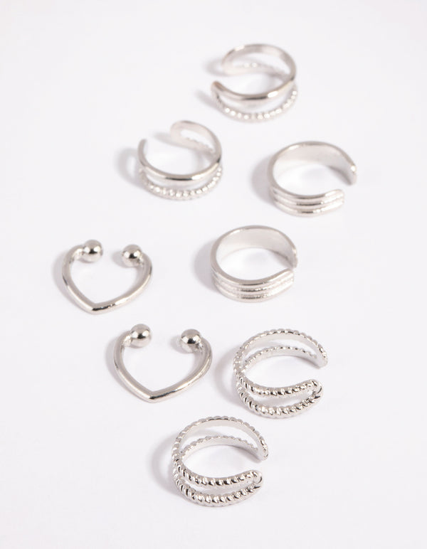 Silver Textured Ear Cuff Stack Pack