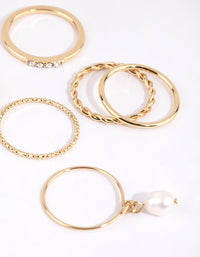 Gold Plated Freshwater Pearl Textured Ring Pack - link has visual effect only