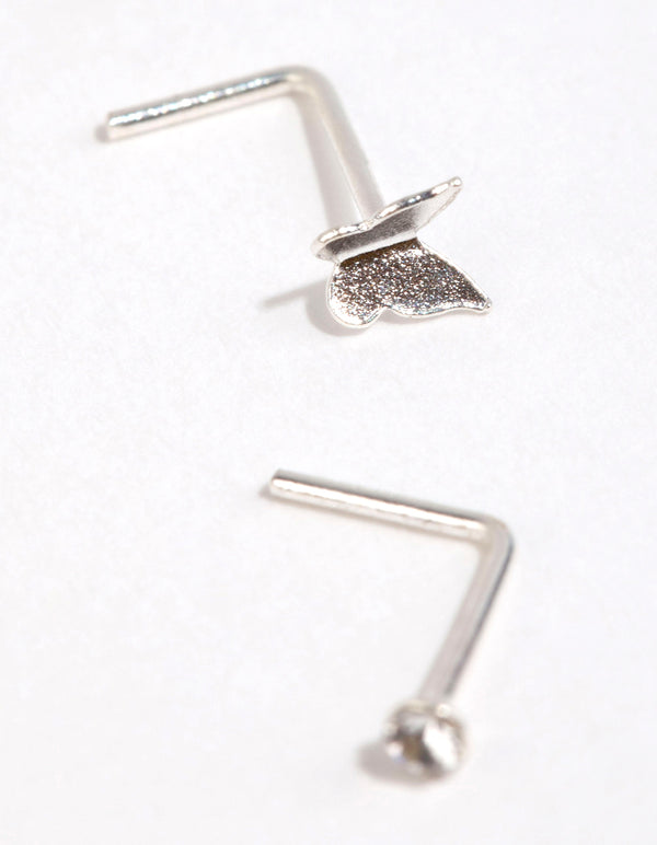 Sterling Silver Mini Butterfly Nose Studs