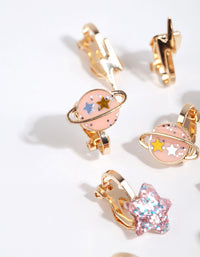 Kids Gold Galaxy Clip On Earring Pack - link has visual effect only