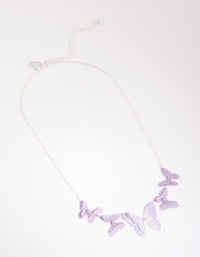 Lilac Coated Metal Butterfly Stamp Statement Necklace - link has visual effect only