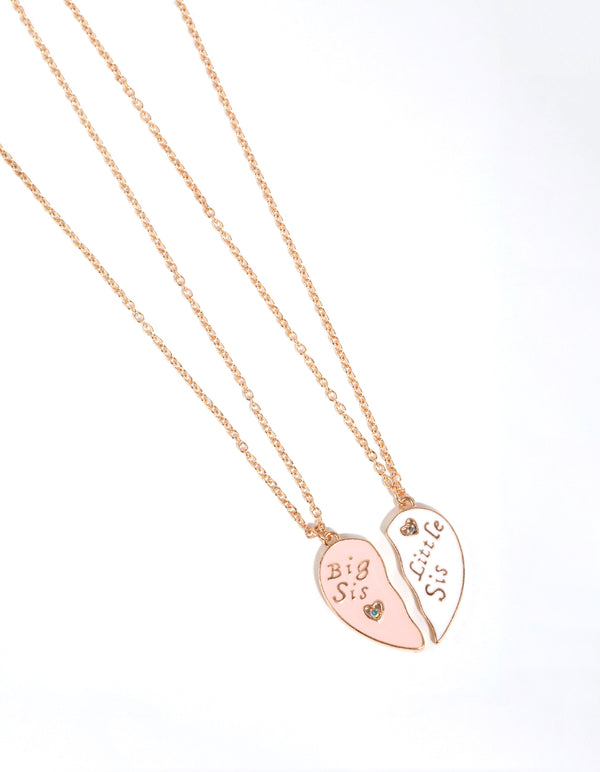 Kids Gold Sisters Heart Necklace Pack