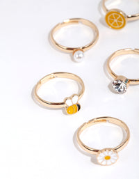 Kids Gold Lemon Bee Ring Pack - link has visual effect only
