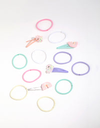 Kids Pastel Rainbow Hair Clips & Ties with Pouch - link has visual effect only
