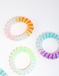 Kids Plastic Ombre Spiral Hair Ties & Pouch - link has visual effect only