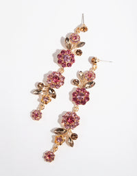 Gold Pretty Flower Drop Earrings - link has visual effect only