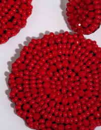 Red Beaded Flat Circle Drop Earrings - link has visual effect only
