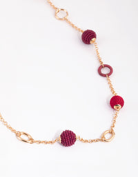Gold & Pink Seed Beed Thread Wapped Long Necklace - link has visual effect only