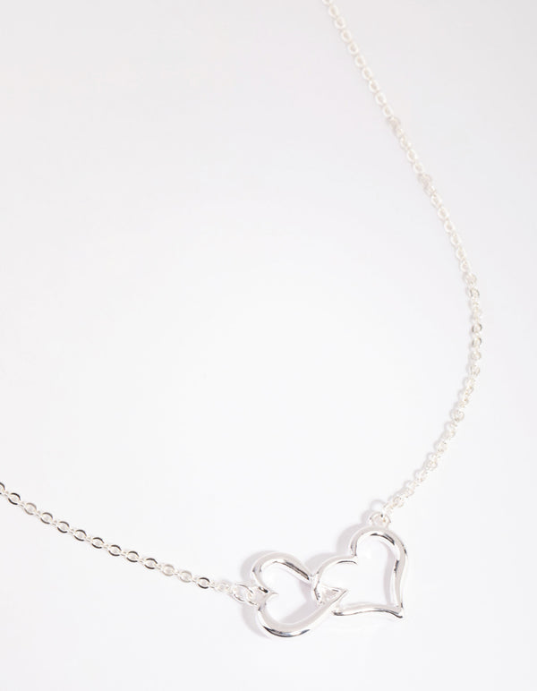 Silver Interlocked Hearts Necklace