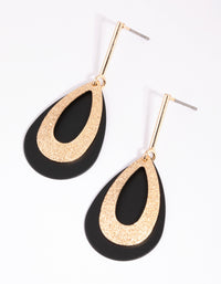 Gold Glitter & Matte Black Teardrop Earrings - link has visual effect only