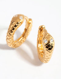 Gold Plated Sterling Silver Snake Huggie Earrings - link has visual effect only