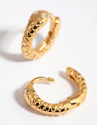 Gold Plated Sterling Silver Snake Huggie Earrings - link has visual effect only