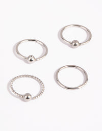 Surgical Steel Textured Nose Ring 4-Pack - link has visual effect only