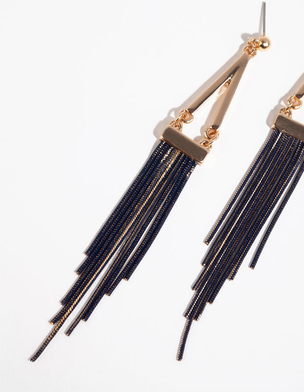 Gold Triangle Snake Chain Earrings