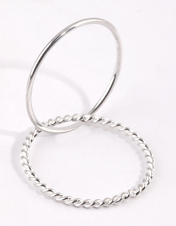 Sterling Silver Twisted Ring Set