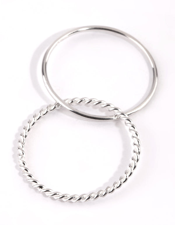 Sterling Silver Twisted Ring Set