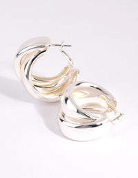 Silver Thick Double Hoop Earrings - link has visual effect only