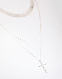 Silver Mesh & Cross Necklace - link has visual effect only