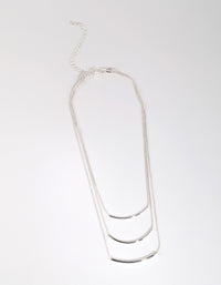 Silver Fine Plain Layered Necklace - link has visual effect only