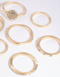 Gold Simple Band Diamante Ring Pack - link has visual effect only