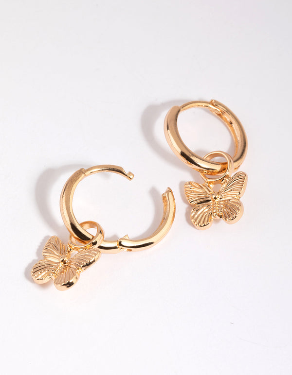 Gold Butterfly Huggie Earrings