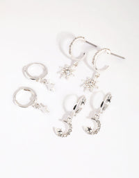 Silver Celestial Huggie Earring Pack - link has visual effect only