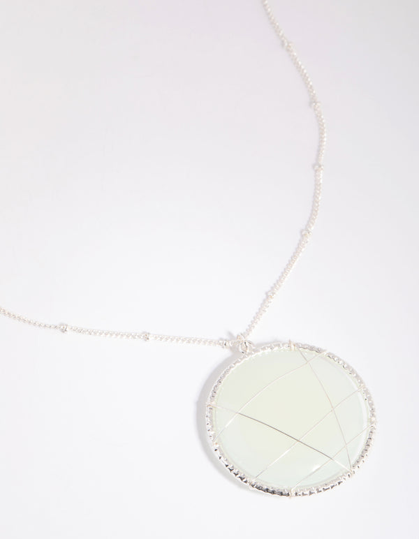 Silver Light Jade Long Necklace