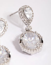 Rhodium Diamond Simulant Oval Drop Earrings - link has visual effect only