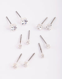 Silver Graduated Diamante Stud Earring 5-Pack - link has visual effect only