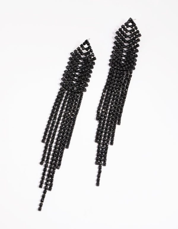 Matte Black Cup Chain Earrings