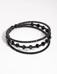 Matte Black Diamante Cup Chain Cuff Bracelet - link has visual effect only