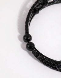 Matte Black Diamante Cup Chain Cuff Bracelet - link has visual effect only