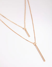 Gold Double Drop Bar Necklace - link has visual effect only