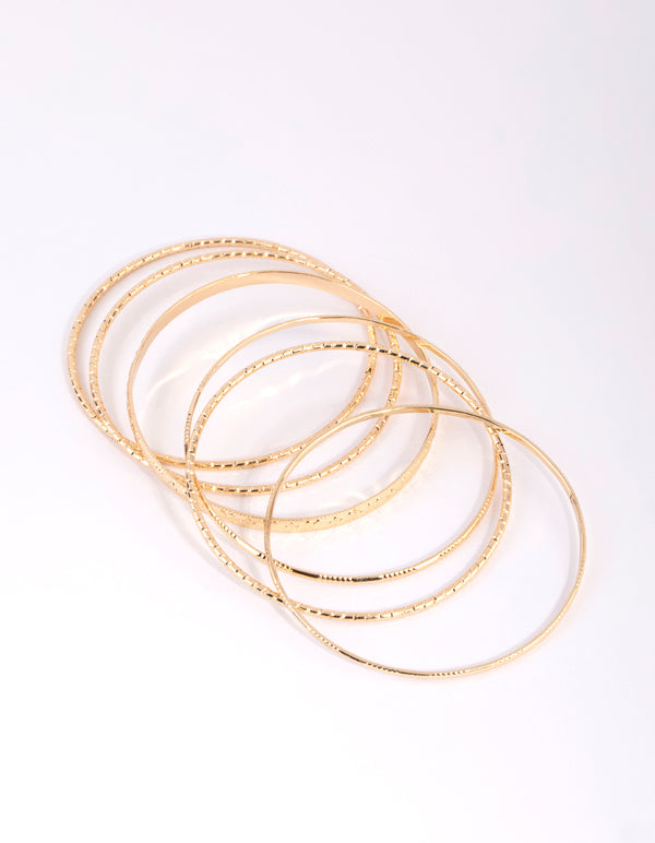 Gold Textured Bangle 6-Pack