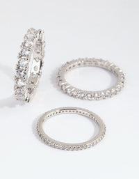 Rhodium Cubic Zirconia Triple Band Ring - link has visual effect only