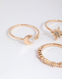 Gold Celestial Star Ring Stack - link has visual effect only