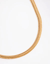 Gold Plated Textured Flat Chain Necklace - link has visual effect only