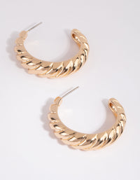 Gold Croissant Twist Hoop Earrings - link has visual effect only