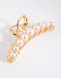 Gold Pearl Lady Finger Claw Clip - link has visual effect only
