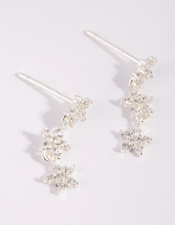 Sterling Silver Triple Star Drop Earrings - Lovisa
