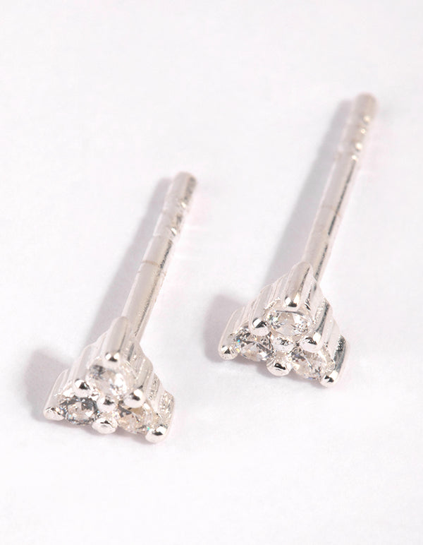 Sterling Silver Cubic Zirconia Triangular Stud Earrings