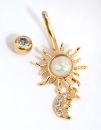 Gold Surgical Steel Sun & Moon Belly Bar - link has visual effect only