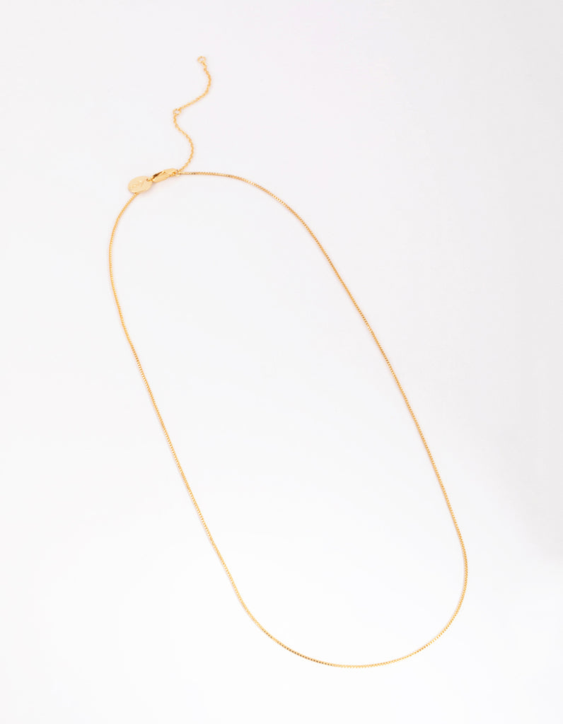 Gold Plated Long Box Chain Necklace - Lovisa