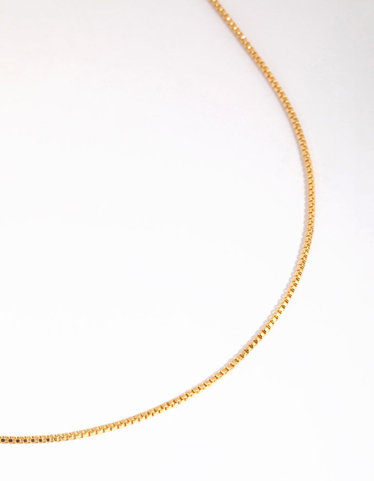 Gold Plated Long Box Chain Necklace - Lovisa