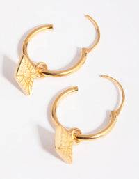 Gold Plated Sterling Silver Embossed Charm Hoop Earrings - link has visual effect only