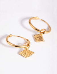 Gold Plated Sterling Silver Embossed Charm Hoop Earrings - link has visual effect only